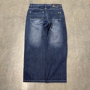 VINTAGE Southpole Jeans Mens Blue Denim Pants Y2K Baggy Brown Tab 38x32
